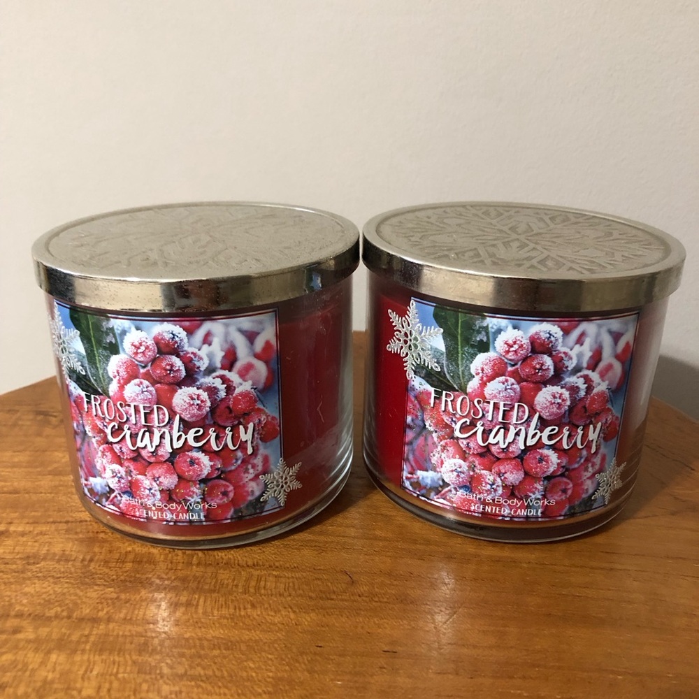 Bath & Body Works Frosted Cranberry 3-Wick Candle - Set of 2 - Picture 1 of 4